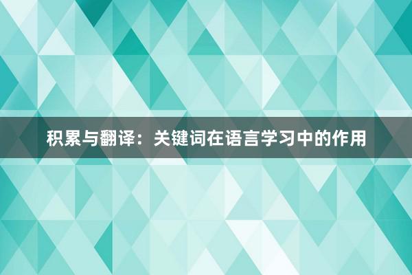 积累与翻译：关键词在语言学习中的作用